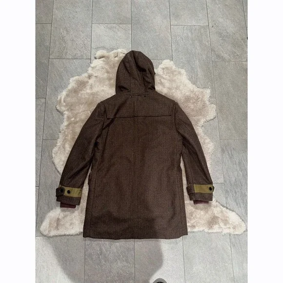 MARC by MARC JACOBS Brown Plaid Wool Blend Lined Hooded Coat XL removal liner